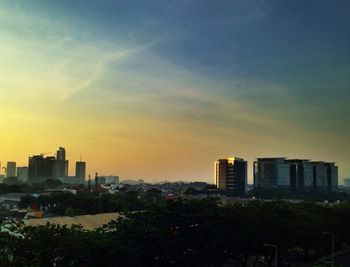 View of cityscape at sunset