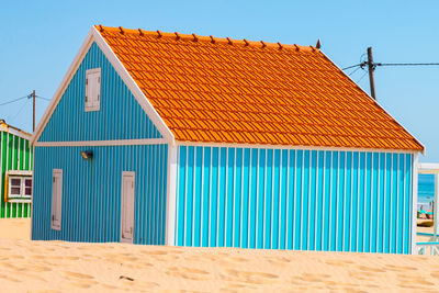 Costa de caparica is the famous tourist destination, with the typical tiny colorful house.