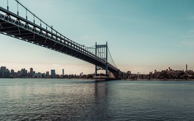 Low angle view of bridge over river against clear sky