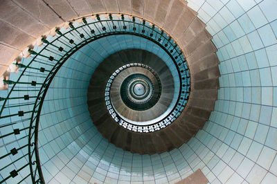 Directly above shot of spiral staircase in lighthouse