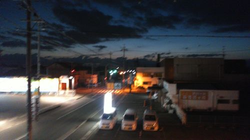 Cars on road at night