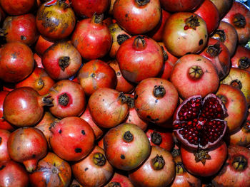 Full frame shot of pomegranates in market