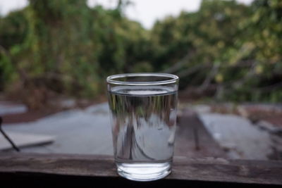 Close-up of water in glass on table