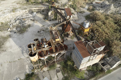 Aerial photographic documentation of an old abandoned cement factory