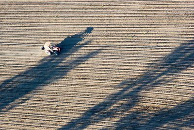 High angle view of person on road