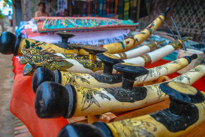 Close-up of multi colored shoes