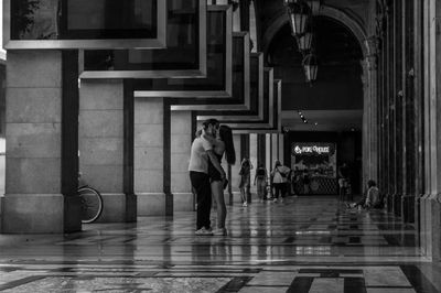 People walking in building