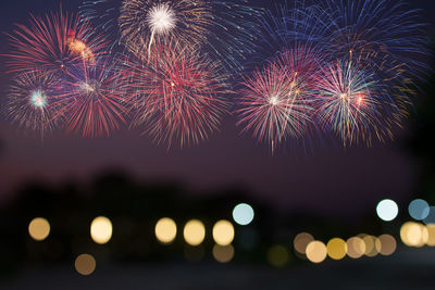 Firework display at night