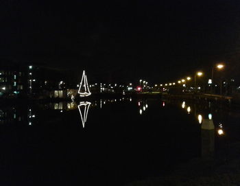 View of illuminated city at night