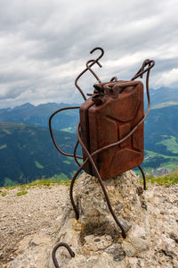 Old gasoline canister in the mountains