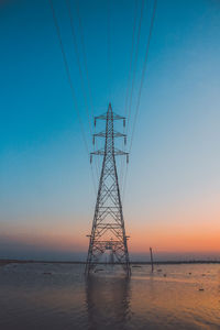 Scenic view of sea against clear sky during sunset