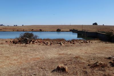 Scenic view of lake against clear sky