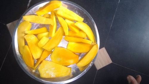 High angle view of fruits in bowl