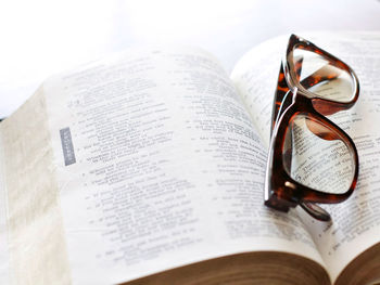 Close-up of open book