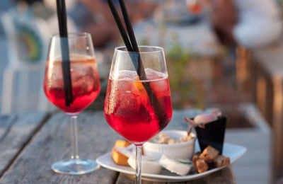 Close-up of drinks on table