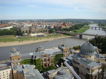 High angle view of buildings in city