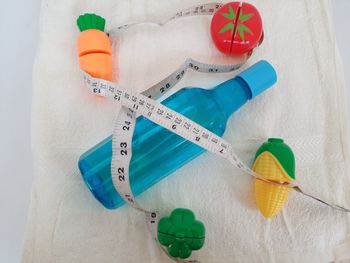 High angle view of multi colored pencils on table