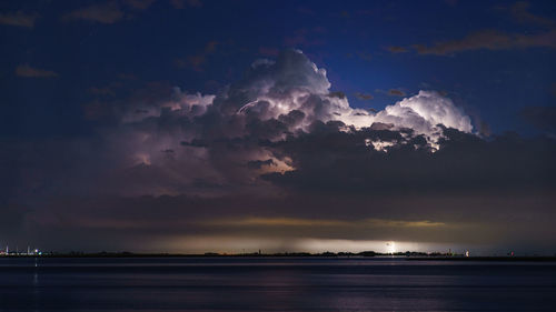 Scenic view of sea at night