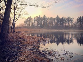 Scenic view of lake against sky