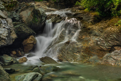 Scenic view of waterfall in forest