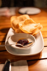 Close-up of food on table