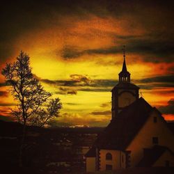 High section of church against cloudy sky