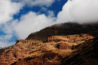 Low angle view of mountain against clear sky