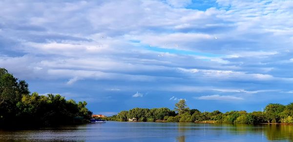 Scenic view of lake against sky