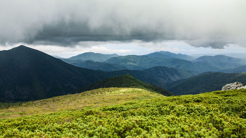 Scenic view of mountains against sky