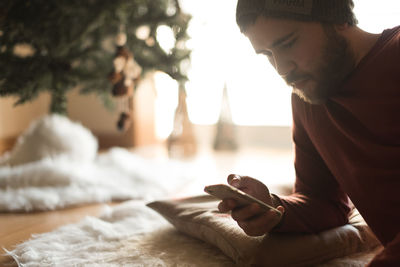 Man holding mobile phone