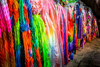 Colorful hanging for sale in market