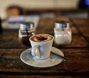 Coffee cup on table