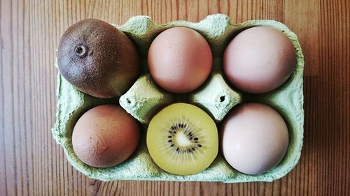 Directly above shot of eggs on table