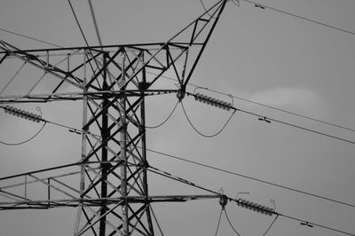 Low angle view of electricity pylon against sky