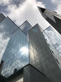 Low angle view of modern building against sky