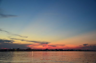 Scenic view of sea at sunset