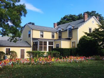 Exterior of house against blue sky