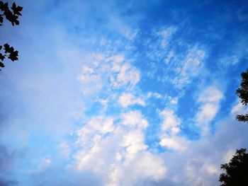 Low angle view of clouds in blue sky