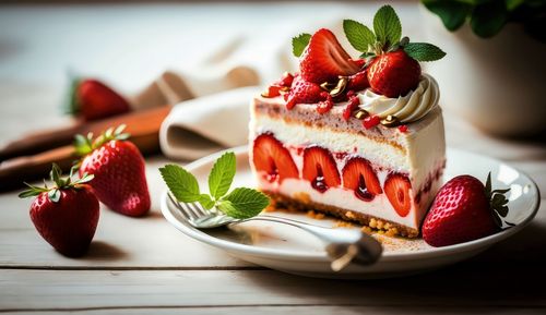 Close-up of dessert on table