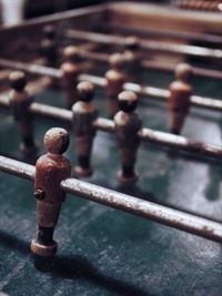 High angle view of weathered foosball