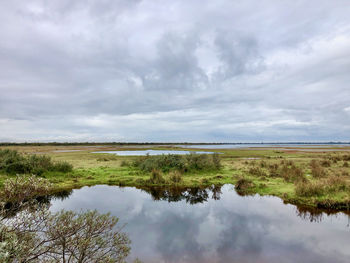 Scenic view of lake against sky