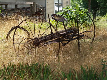 Bicycle parked on field