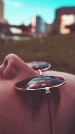 Close up of eyeglasses