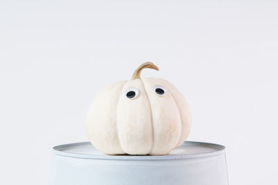 Close-up of cake against white background