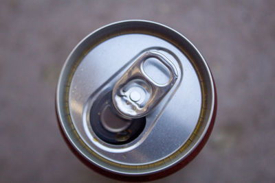 High angle view of drink can