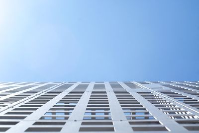 Low angle view of modern building against clear sky