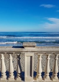 Scenic view of sea against blue sky