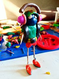 Close-up of multi colored candies on table