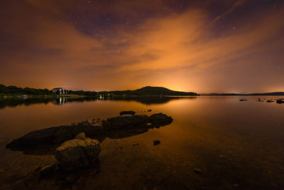 Scenic view of sea against sky at sunset