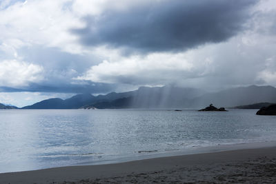 Scenic view of sea against cloudy sky